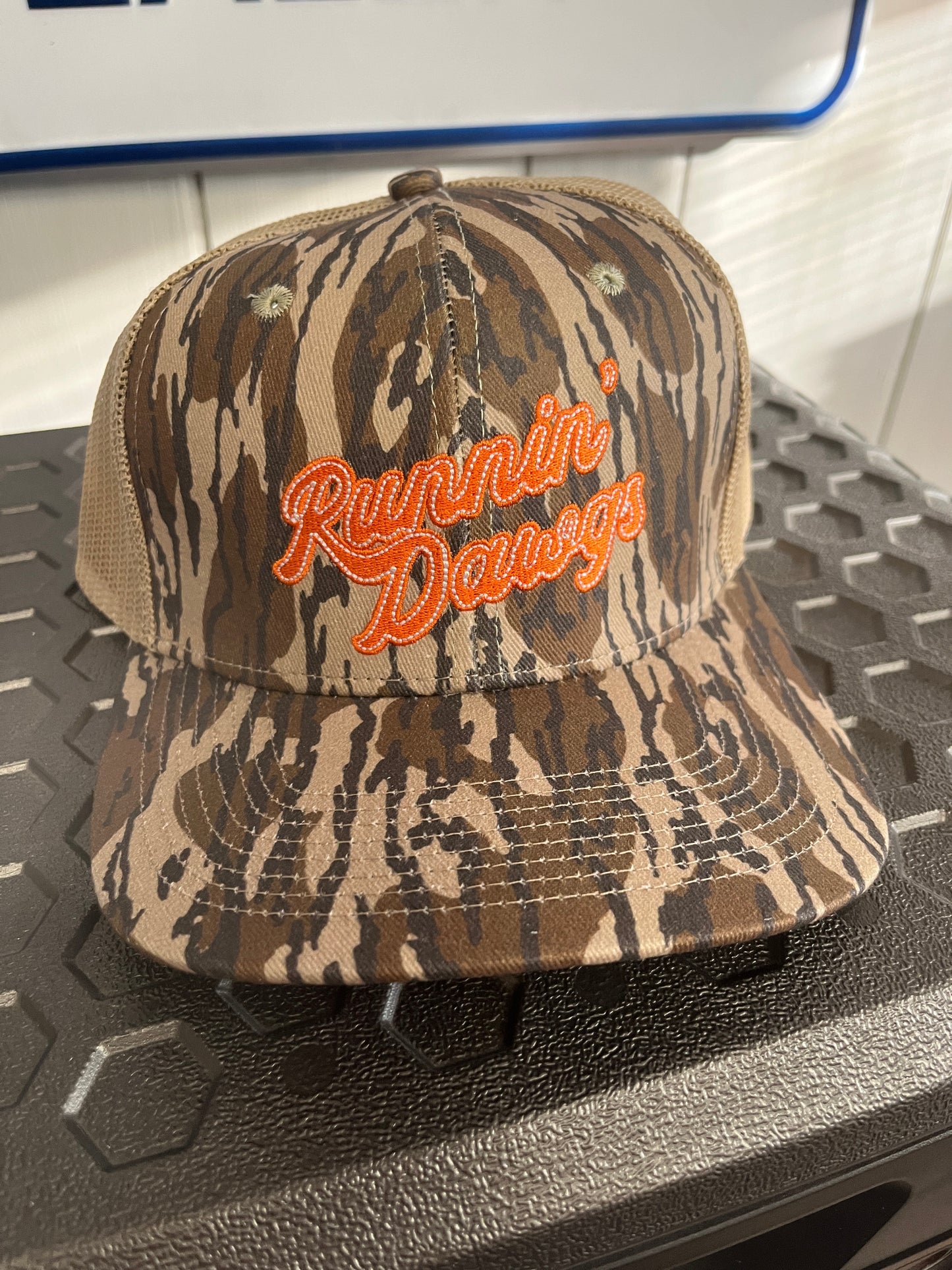 Runnin' Dawgs Hat with Mesh Back, Curved Bill, Timber Camo