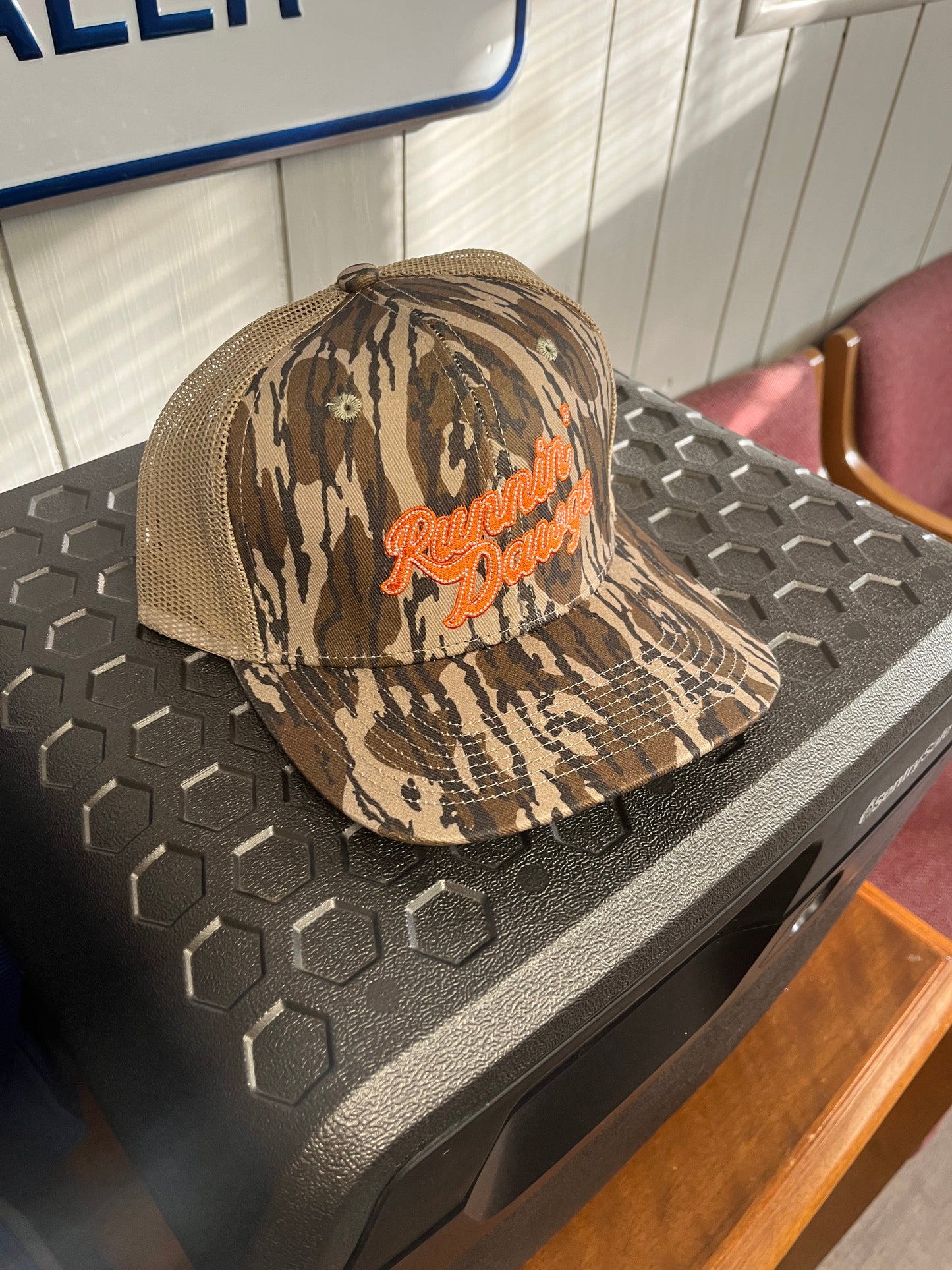 Runnin' Dawgs Hat with Mesh Back, Curved Bill, Timber Camo